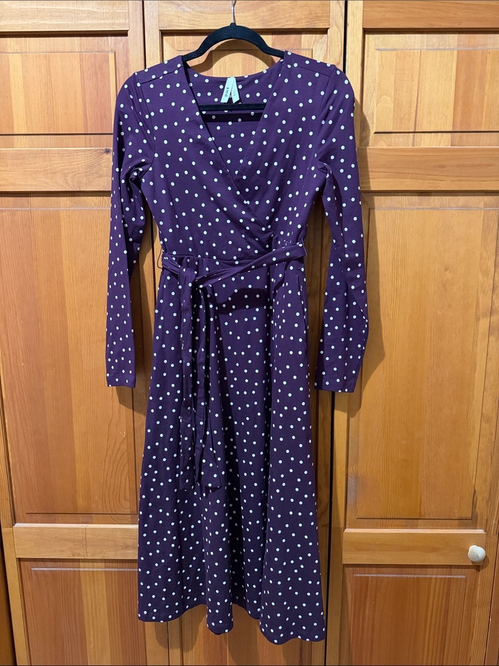 Pact Fit and Flare Polka Dot Cotton Wrap Dress